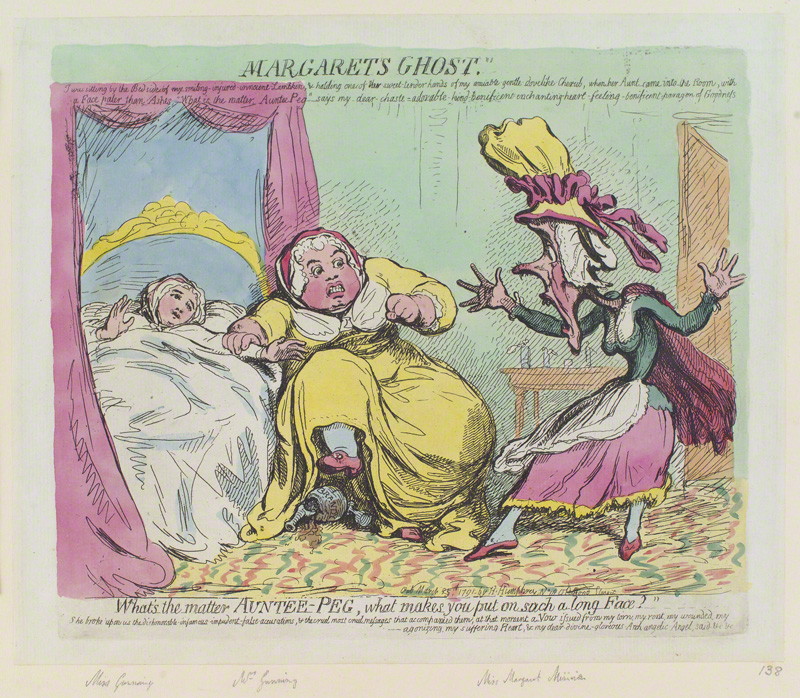 NPG D12414; Margaret's ghost' (Elizabeth Gunning; Susannah Gunning (nÈe Minifie); Peg Minifie) by James Gillray, published by  Hannah Humphrey